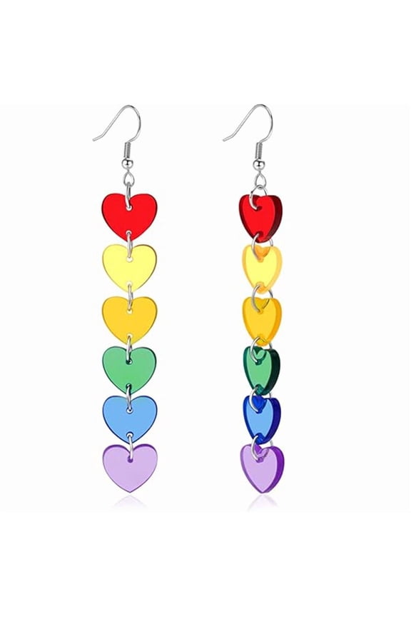 Rainbow LGBT Pride Earrings for Gay Lesbian Bisexual Lightweight Acrylic Heart Love LGBT Dangle Earrings Jewelry Accessories