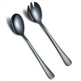 thumbnail image 1 of Duslogis Salad Spoon and Fork Sets，Stainless Steel Salad Server Sets, Cooking Utensils for Kitchen, Simple and Classic Dishwasher Safe (Black), 1 of 7