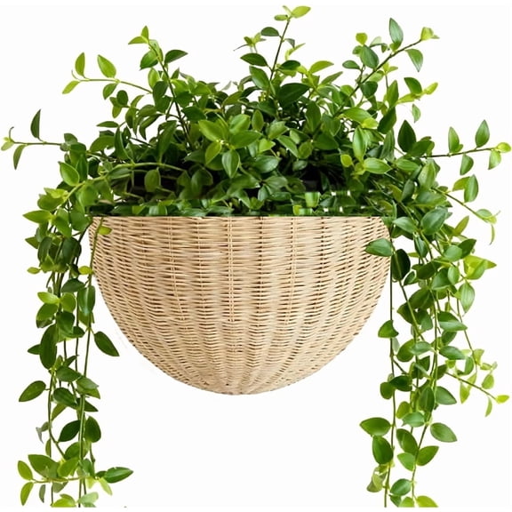Duslogis Scalloped Wicker Wall Basket - Hand Woven Basket - Scalloped Décor Wall Hanging Baskets -14.2 x 7.8 x 5.7 Inch - Hanging Wall Basket