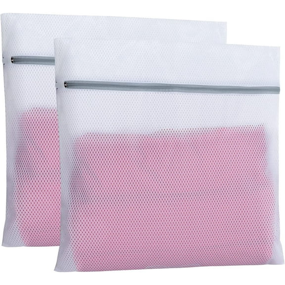 Duslogis Set of 2 Delicates Laundry Bags, Durable Zipper Mesh Laundry Bag, Wash Bag, Protect Cloth Shape in the Washer(Coarse Mesh )