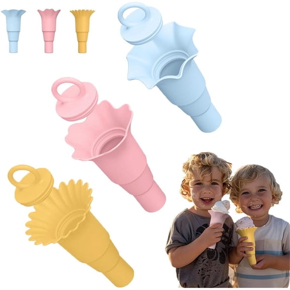 Duslogis Silicone Ice Cream Cone Holders 3Pcs. - Reusable, Dishwasher Safe, Drip-Proof Cup Set with Foldable Design for Convenient Snacking