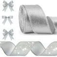 thumbnail image 1 of Duslogis Silver Glitter Wired Ribbon for Chritmas Tree Gift Wrapping 2.5 Inch×10 Yds Wide Sparkle Christmas Ribbon Wired for Wreath Bows, Party Decor, Holiday Centerpiece, Wedding Garland, 1 of 7