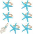 thumbnail image 1 of Duslogis Starfish Napkin Rings Set of 6, Sea Star Napkin Ring Holders for Crafts, Beach, Dinner Party, Wedding, Theme Party, Banquet, Nautical, Coastal Table Decor (Blue), 1 of 3