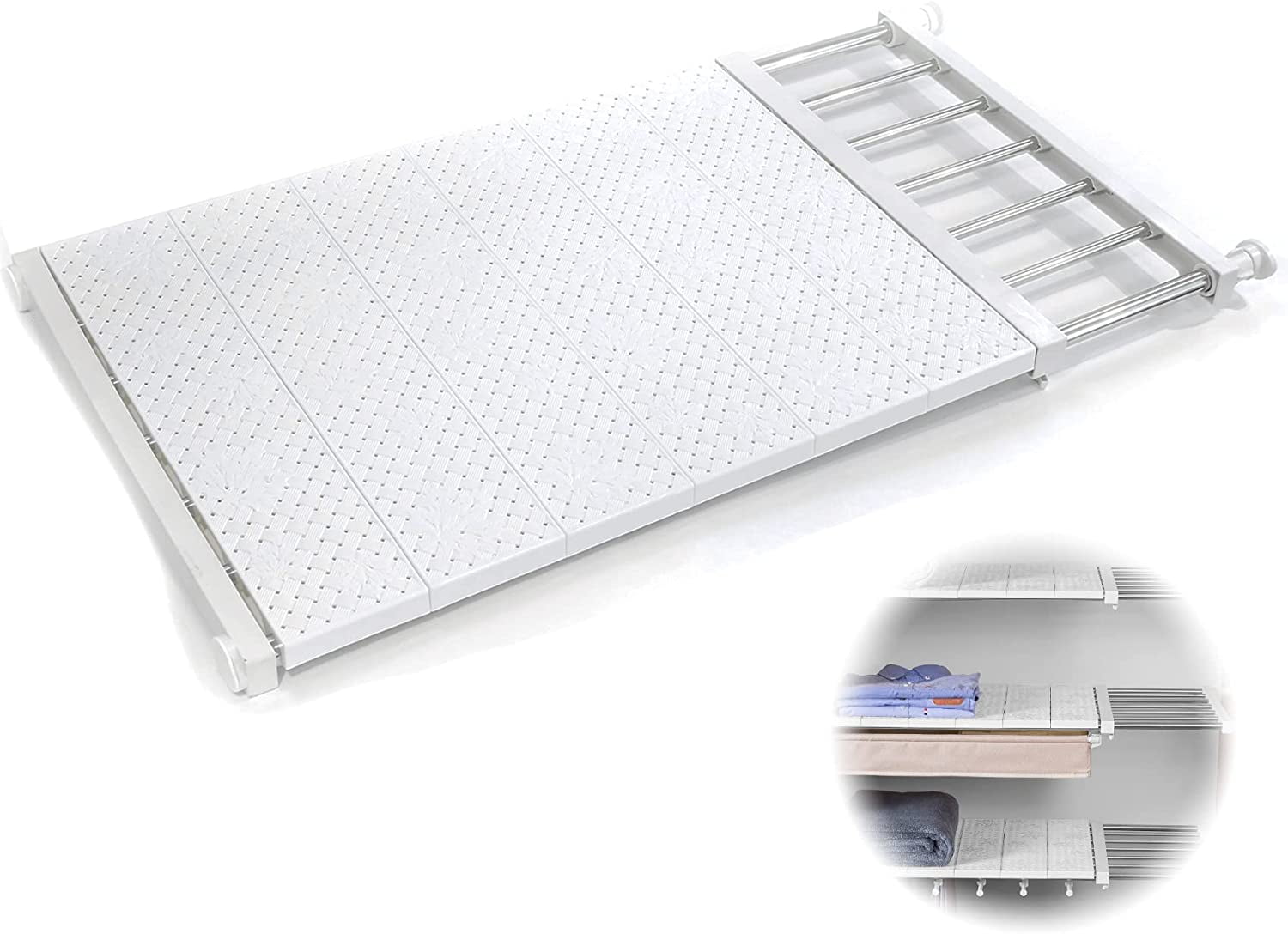 Duslogis Tension Shelf Expandable Rod Closet Organizer Adjustable