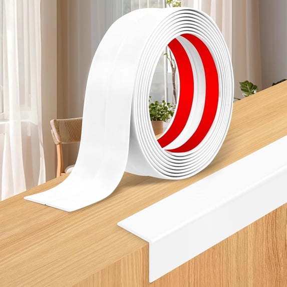 Duslogis Wall Corner Protector & Edge Guard,Wall Corner Trim Inside & Outside Molding Caulk Strip, Peel and Paste Wall Moulding Edge, Ceiling, Countertop 0.79”W x10’L White