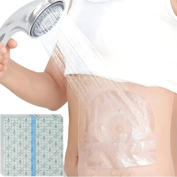 Artrylin Waterproof Shower Cover Shields, Non-Stick Center Pad for Dialysis Port Picc Line Chest Catheter PD Peritoneal Dialysis Chemo Feeding Tube Patient Bandage Protector, 8"x8"(20 Pack)