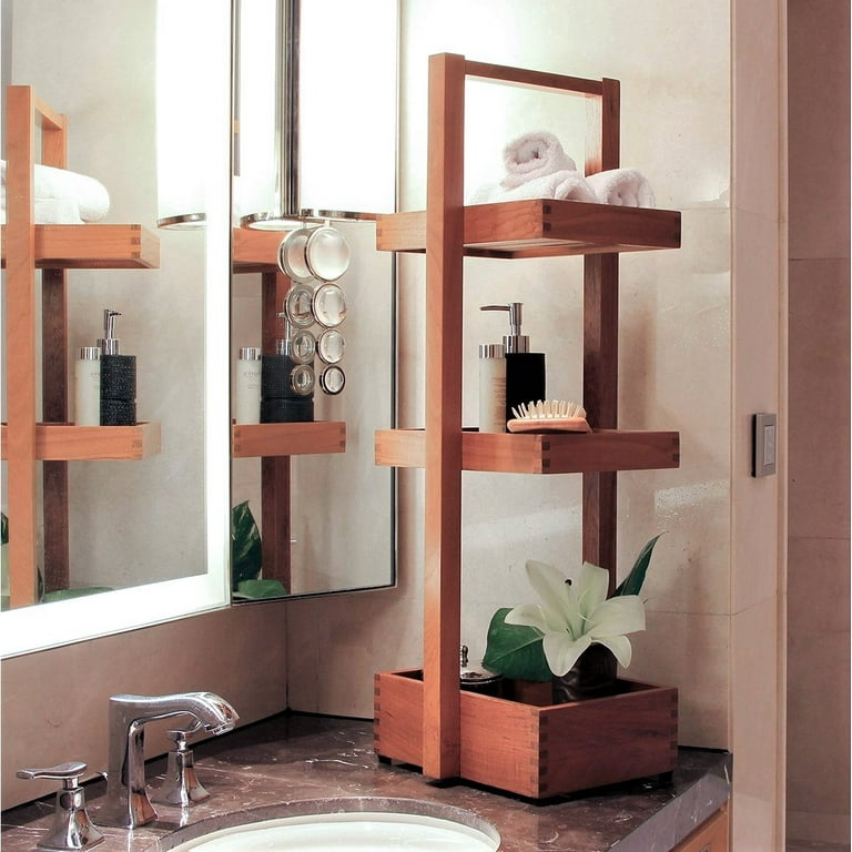Dussi Teak Wood Freestanding 3 Tier Bathroom Storage Shelf – Cambridge  Casual