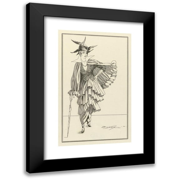 Dussy 16x24 Black Modern Framed Museum Art Print Titled - Journal of Ladies and Fashions, Parisian Costumes, 1914, No. 175 (1914)