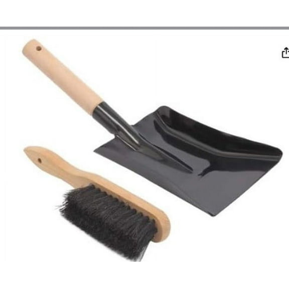 Durable Fireplace Cleaning Brush and Shovel Set with Soft Bristles Sharp Edge Nonslip Wood Handles for Home Use 7.5 inches