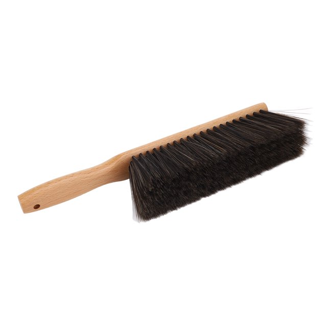 Dust Brush, Hand Broom Wooden Handle Soft Dark Brown Bristles For