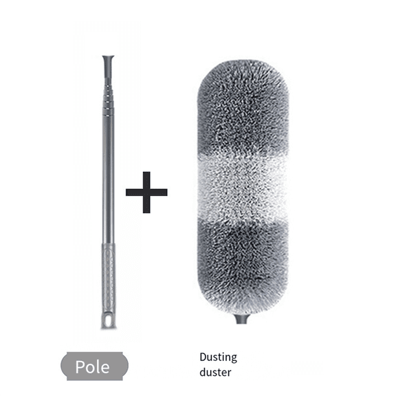 Dust Brush, Microfiber Duster, Retractable Crevice Dusting Tool, Furniture Cleaning Brush Gray+White