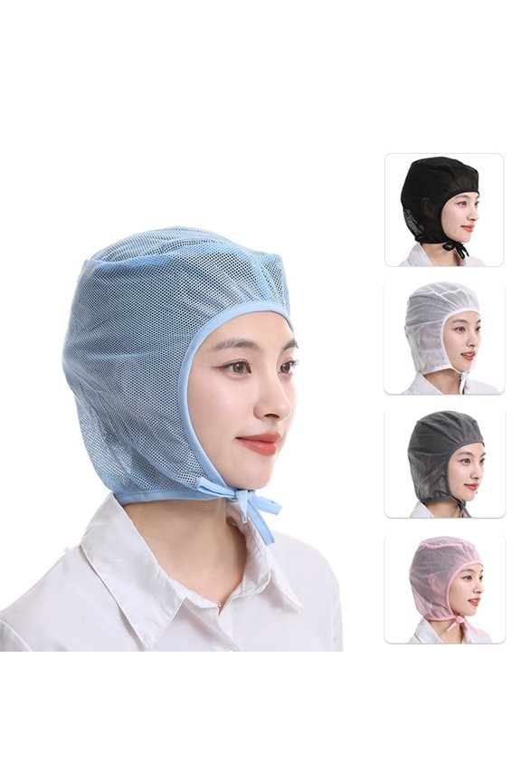 Dust Cap with Straps Secure Fit Unisex Anti-slip Adjustable Breathable Mesh Prevent Hair Work Hat for Factories Workshops