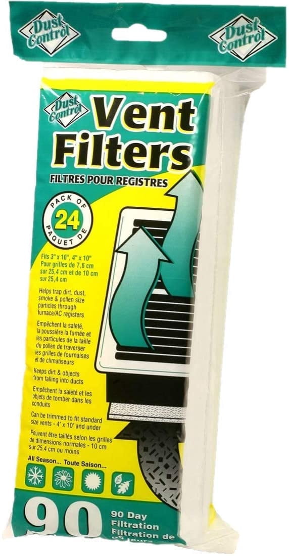 Dust Control Furnace AC Register Air Vent Filters 4" x 10", 24 Pack