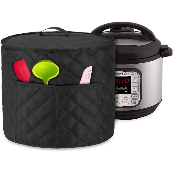 Dust Cover for 8 Quart Instant Pot - Large, Black Quilted Fabric