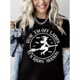 thumbnail image 1 of Dust Em Off Ladies Witch Print Halloween Shirt Short Sleeve Shirts for Women Black One-Piece, 1 of 4