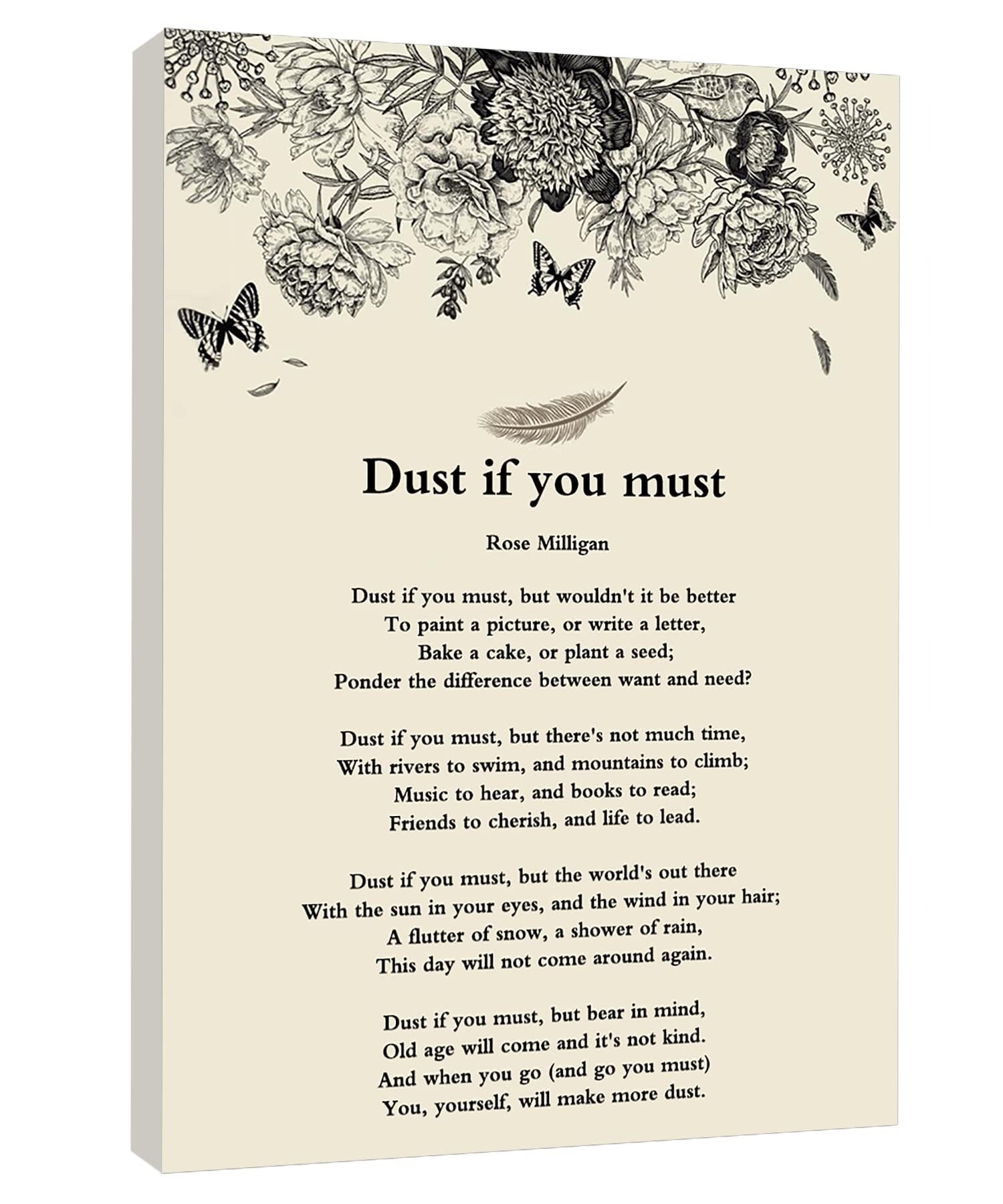 Dust If You Must Poster Rose Milligan Poem Poster Feathers And Dust If You Must Poster Rose Milligan Poem Poster Feathers And