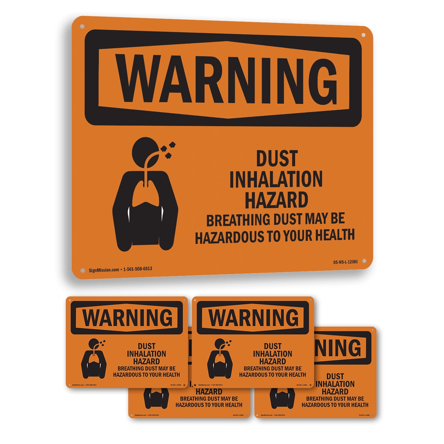 Dust Inhalation Hazard OSHA WARNING Aluminum Sign 24 Inch x 18 Inch - 5 ...