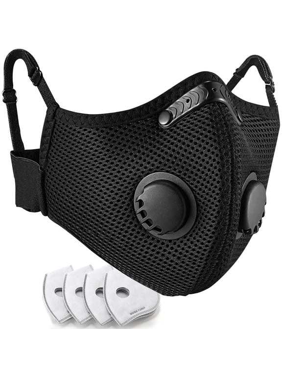 Reusable Breathable Dust Mask with 4 Activated Carbon Filters for Construction Woodworking Grinding Cycling Mowing
