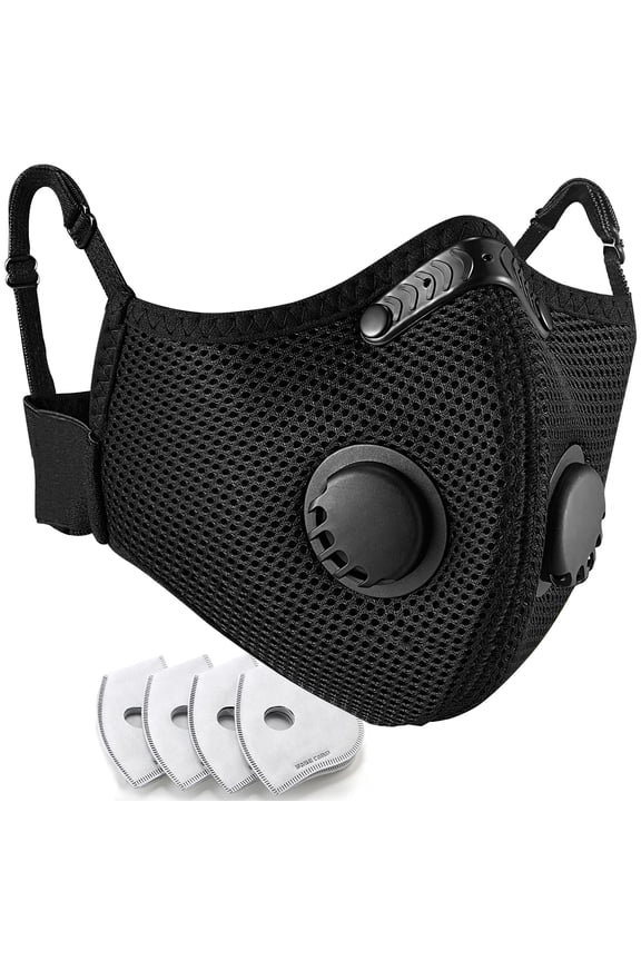 Reusable Breathable Dust Mask with 4 Activated Carbon Filters for Construction Woodworking Grinding Cycling Mowing