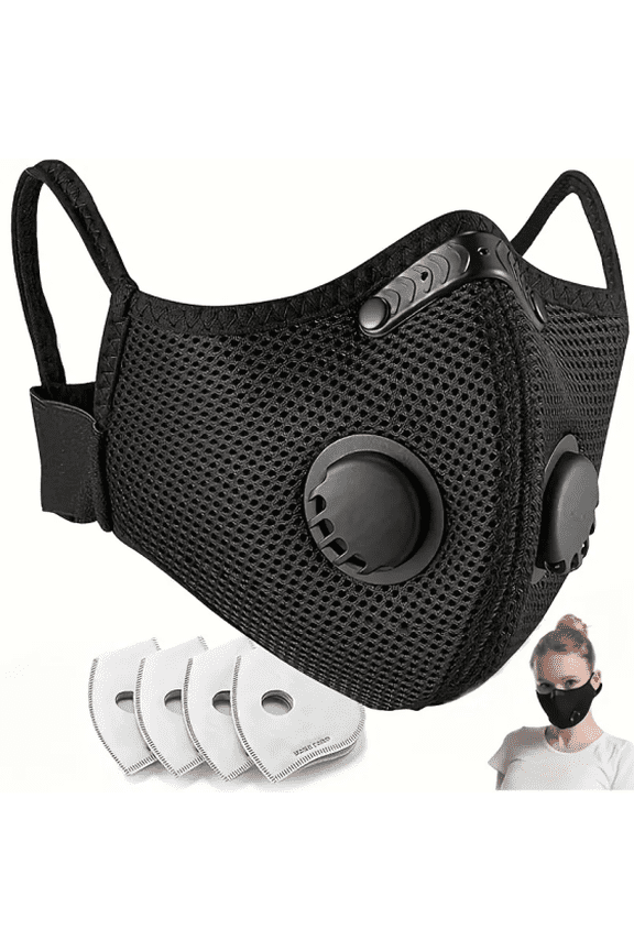 Dust Mask, Breathable Reusable Face Mask with 4 Activated Carbon Filters for Woodworking Construction Mowing Grinding Cycling Mask
