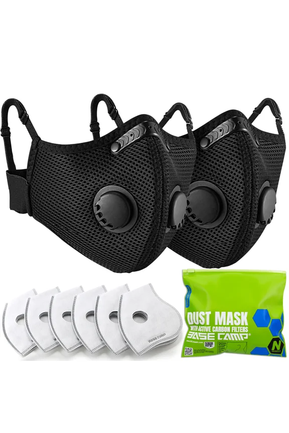 Dust Mask, Reusable Respirator Face Mask with 6 Activated Carbon Filters, Safety Work Masks for Woodworking, Construction, Yard Lawn Paint, Dust