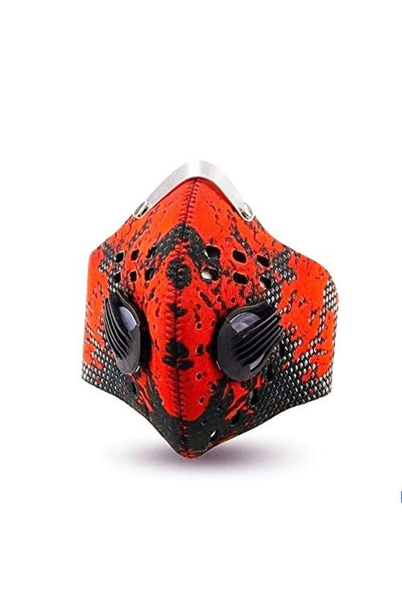 Dust Mask Sports Face Cover Mask Reusable Windproof Dustproof Breathable Cycling Quick Dry Respirators Activated Carbon Mask for Outdoor and Running, Working (Black Red)