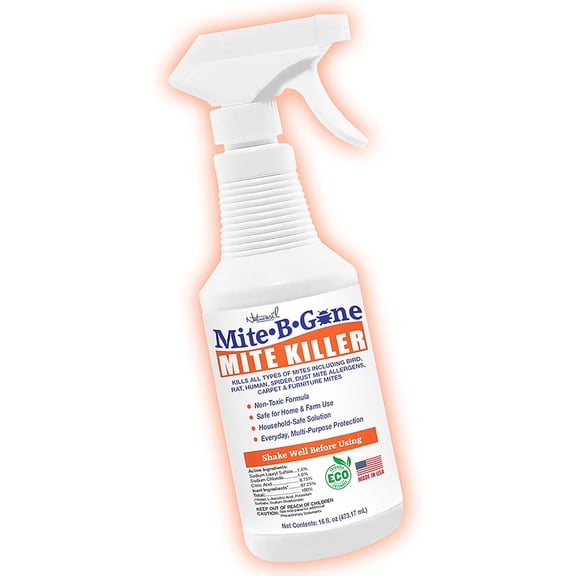 Dust Mite Killer Spray by 16oz | Naturally Kills Human Mites, Chicken, Bird, Dust, Spider, Rat, Turkey, Carpet Mites | Family & Pet Safe Treatment for Homes, Furniture, Bedding & Farms