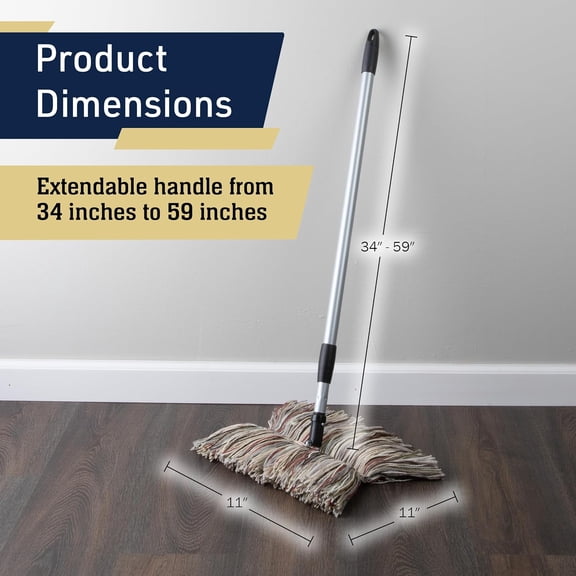 Dust Mop for Hardwood Floors - Extendable Duster Wand with 59” Long Telescoping Handle and Washable Wool Floor Mop Head - Long Dusters for Cleaning - Household Cleaning Tools by