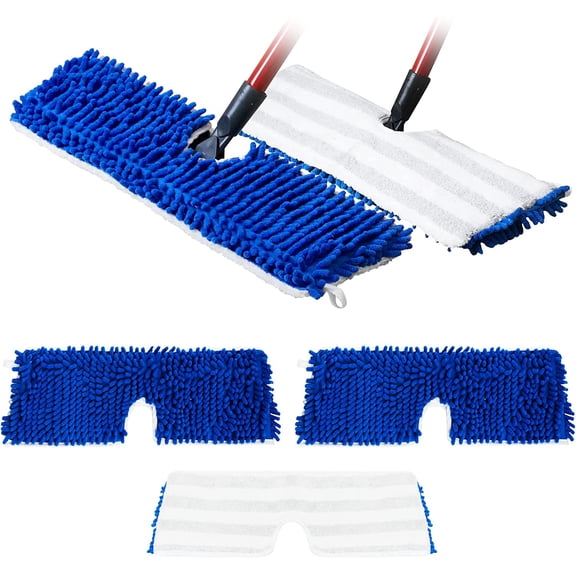 Dust Mop Replacement Head, Floor Mop Pads, Reusable Microfiber Flip Pads, Refill, Dust Head Replacement, Covers Washable, Refills, Flat, Dry, Wet, Rectangular, Double Sided, 18 Inch, 3 PK