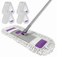 thumbnail image 1 of Dust Mop with 4 Reusable 25"Washable Pads, Extendable Stainless Steel Handle for Dry and Wet Floor Cleaning（Purple）, 1 of 8
