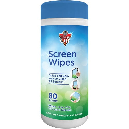 Dust-Off Anti-Static Monitor Wipes, Streak-free, Pre-moistened, Non-abrasive, Alcohol-free, Anti-static, White, 80/Tub (DSCT) | 2-Pack (2 Total)