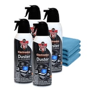 Dust-Off Compressed Air Duster 10oz 4-Pack + Microfiber Cloth   Canned Air Cleaner for Keyboard, PC, Laptop, Electronics Dust Remover