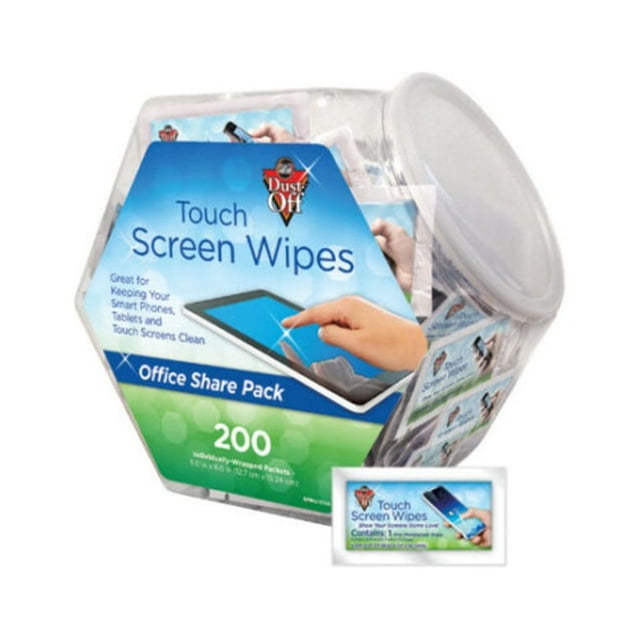 DustOff DMHJ 1 Jar, 200 Individual 5 in. x 73/4 in. Touch Screen Wipe