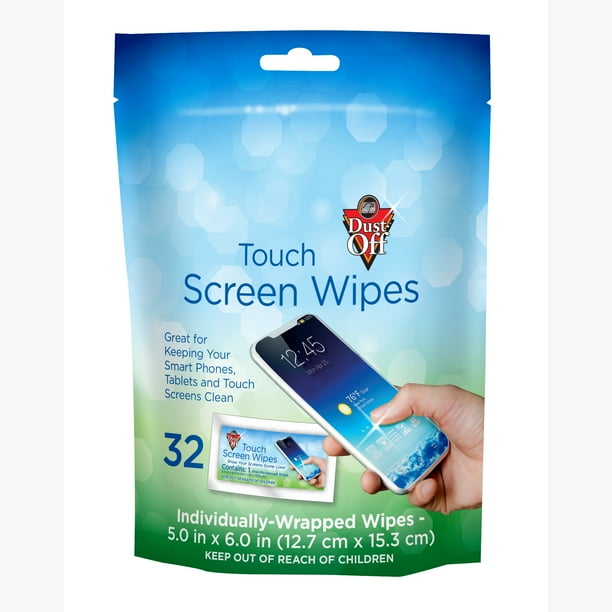 DustOff® DTSW32M Screen Wipes, 32 Pack of Individually Wrapped Wet