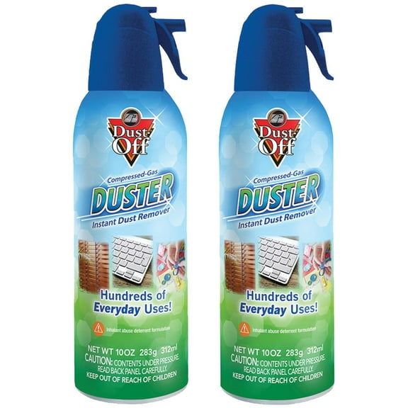 Dust-Off Model FLCNRET10522 Compressed Gas Duster, 2 Pack, 10oz, 8.5" H, 3" W