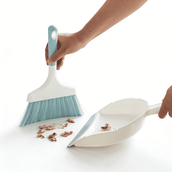 Zthluyc Blue Dust Pan and Brush Set, Small Handheld Broom with Dustpan for Cleaning Desktops, Sofas, Pet Hair & Kitchen Surfaces