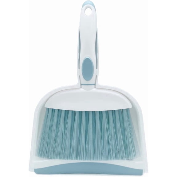 Dust Pan and Brush Set, Small Broom and Dustpan Set, Mini Broom and Dustpan Set ,hand broom for Kitchen Debris, Bathroom Hair, Furniture Dusting(Blue)