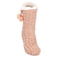 thumbnail image 1 of Dust Pink Gold Glitter Knit Pom Pom Womens One Size Plush Lined Non Skid Indoor Slipper Socks, 1 of 4