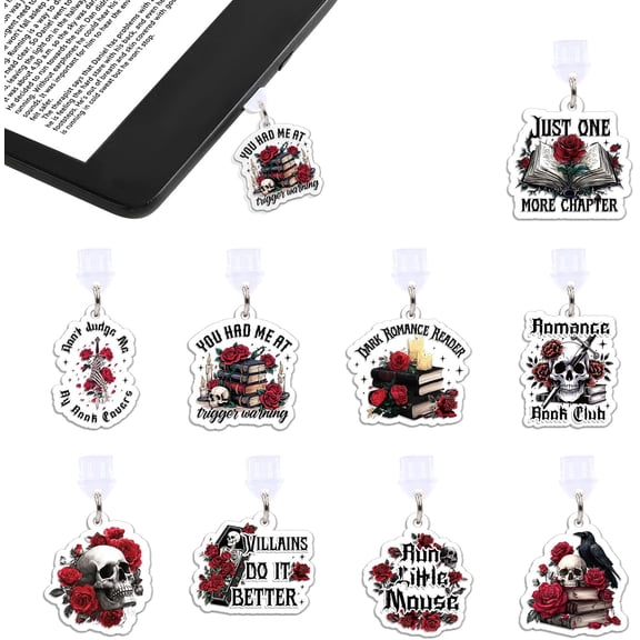 Dust Plug Charm for Kindle - 9 Pack Dust Plug Compatible with Type C/USB C Charging Port Pendant Plug Cover for Phone E-Reader Book Lover Gifts Dust Plug Accessories for Women Men