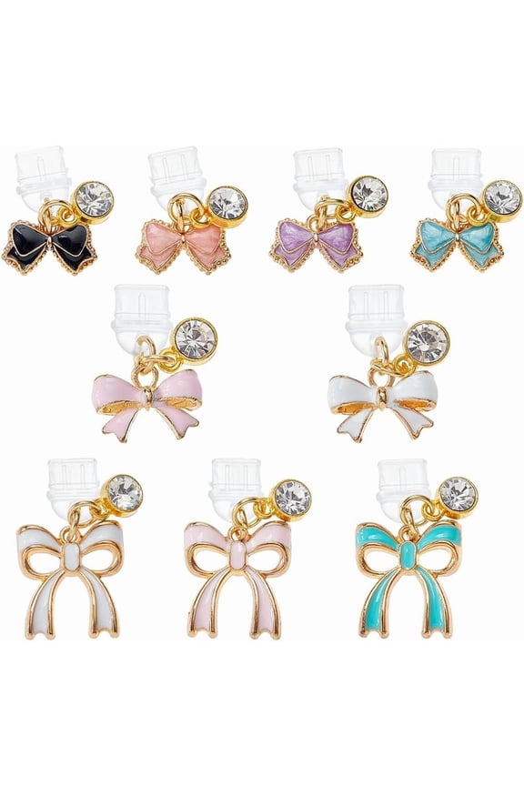 Dust Plug Charms Bulk Type-C Charging Port Charm Cell Phone Charm Plug Cover Plastic Dust Plugs with Alloy Enamel Charms USB C Port Caps Protector Pendants for Earphone Cellphone Mixed Color DIY