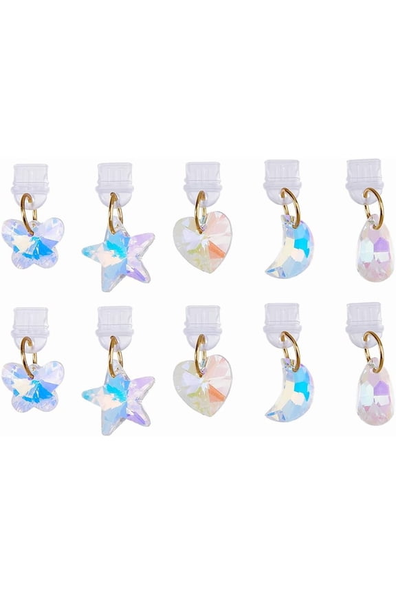 Dust Plug Charms Bulk Type-C Charging Port Charm Cell Phone Charm Plug Cover Plastic Dust Plugs with Alloy Resin Glass Charms USB C Port Cap Protector Pendants for Earphone Cellphone diy Mixed Color