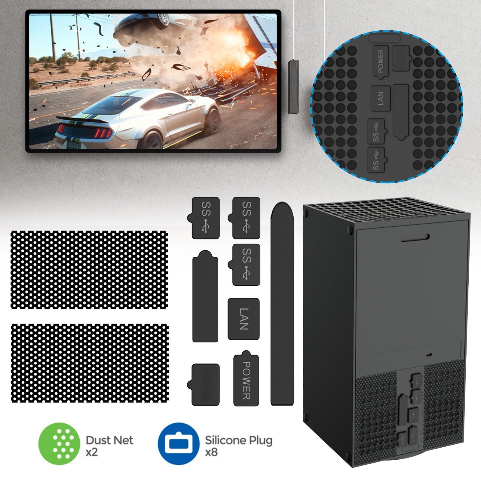 Dust Plugs Set for Xbox Series X, EEEkit Dust Filter Accessories