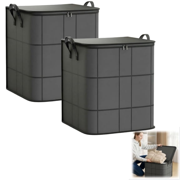 Dust-Proof Comforter and Bedding Organizer, Foldable Bedding Organizer with Reinforced Handles and Sturdy Zipper, Large Capacity Storage for Comforters Blankets Pillows Clothes(2M)