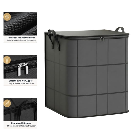 Dust-Proof Comforter and Bedding Organizer, Foldable Large Capacity Storage Bags with Reinforced Handles & Sturdy Zipper, for Blankets Pillows Quilts Seasonal Clothes Closet Under Bed Storage(#M)
