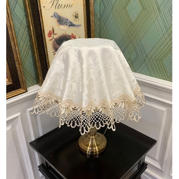 Dust Proof Cover for Desk Lamp Jacquard Tablecloth Macrame Lace Round Doily Table Topper Decoration Home Dresser Scarf and Table Centerpiece