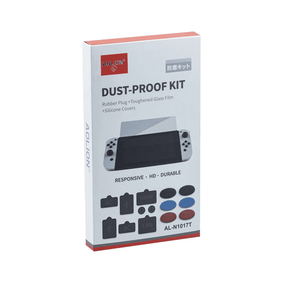 Dust Proof Kit with Tempered Glass Screen Protector for the Nintendo Switch OLED