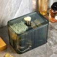 thumbnail image 1 of Dust-Proof Organizer, Transparent Storage Box For Hair Ties Cotton Pads, Clear Vanity Container, Desktop Cosmetic Holder(Green), 1 of 3