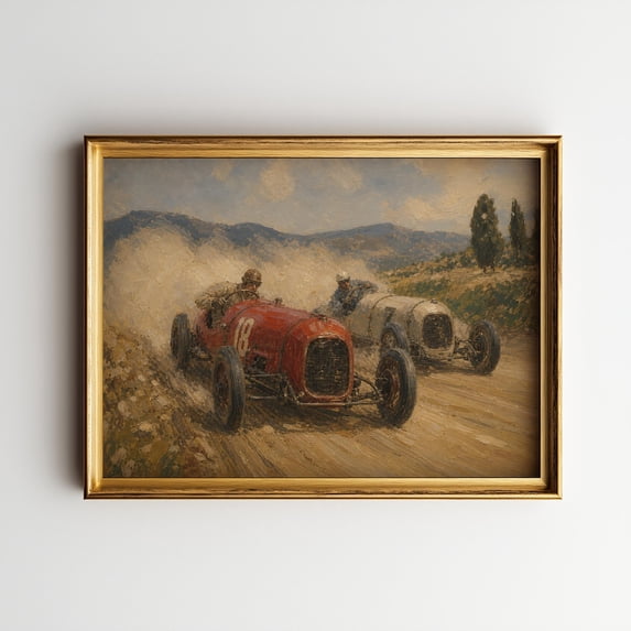 Dust Run Wall Art Print, Vintage Classic Race Car Motorsport Automotive ...