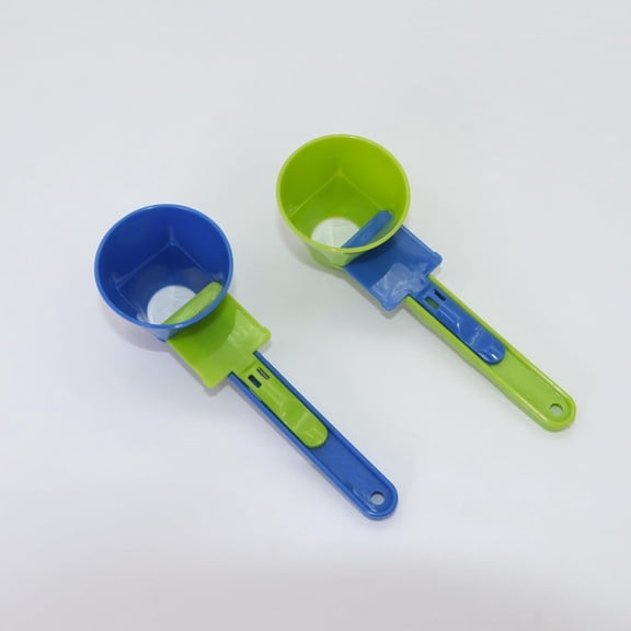 Dust free measuring funnel, creative protein powder slide spoon/coffee leak proof spoon (2pcs) Dual-Color Measuring Spoon Set, Leakproof Design, Blue and Green