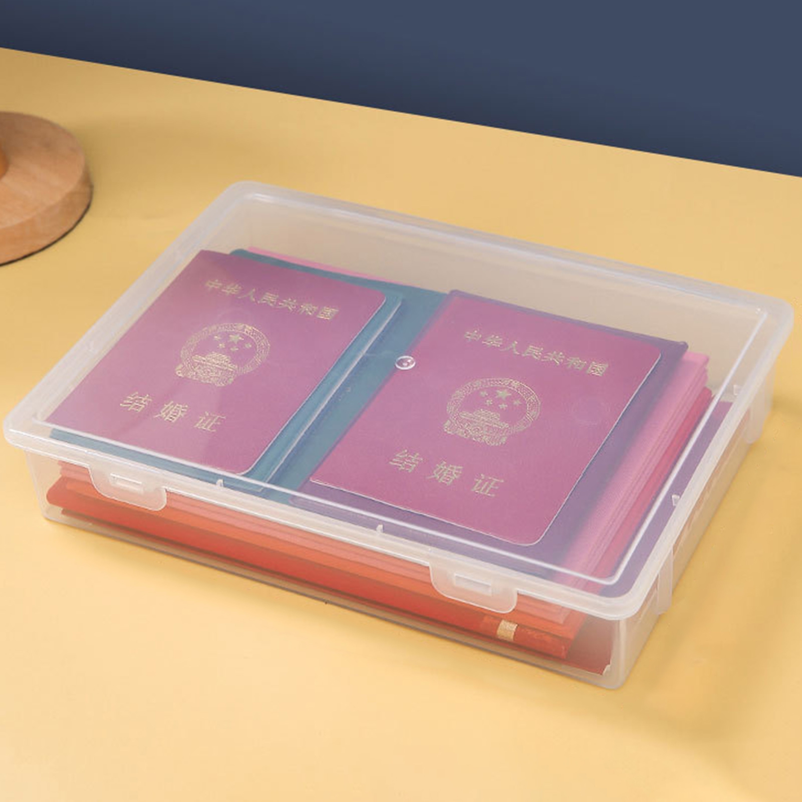 Dustproof Document Storage Container Transparent Plastic Box for Data Certificate Stationery